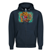 Navy cowboy boots sunflower Zipper Hoodie - AdoDesignShop