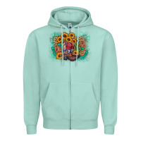 Seafoam cowboy boots sunflower Zipper Hoodie - AdoDesignShop