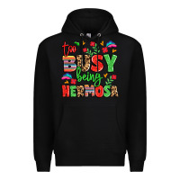 Black too busy being hermosa Premium Hoodie - LillyAllenDesigns