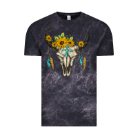 Cloud Black bull skull western Vintage Tee - BarkalooDesign