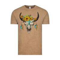 Vintage Coffee bull skull western Vintage Tee - BarkalooDesign