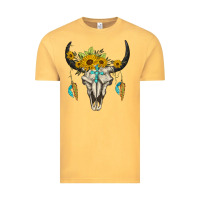 Vintage Mustard bull skull western Vintage Tee - BarkalooDesign