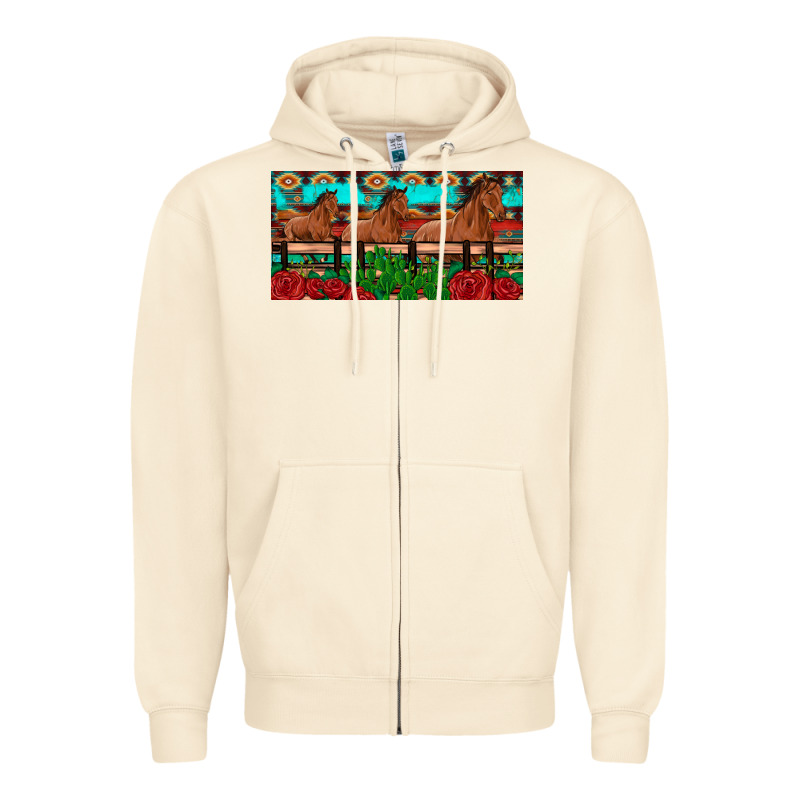 Horses Roses Ann Cactuses License Plate Zipper Hoodie by Artiststas | Teevron