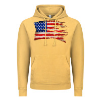 Vintage Mustard tattered american flag Vintage Hoodie - Zillion Design Studio