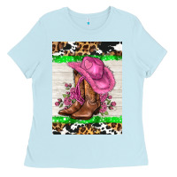 Baby Blue cowgitl hat and roses Ladies Tee - AdoDesignShop