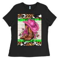 Black cowgitl hat and roses Ladies Tee - AdoDesignShop