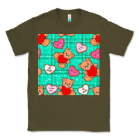 Army Green valentines day teddy bears and cookies seamless pattern Classic Tee - BundleAndBundleShop