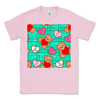 Bubblegum Pink valentines day teddy bears and cookies seamless pattern Classic Tee - BundleAndBundleShop