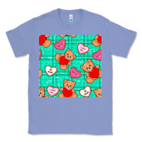 Colony Blue valentines day teddy bears and cookies seamless pattern Classic Tee - BundleAndBundleShop
