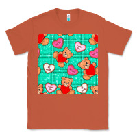 Copper valentines day teddy bears and cookies seamless pattern Classic Tee - BundleAndBundleShop