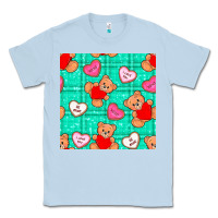 Dusty Blue valentines day teddy bears and cookies seamless pattern Classic Tee - BundleAndBundleShop
