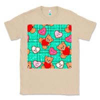 Mushroom valentines day teddy bears and cookies seamless pattern Classic Tee - BundleAndBundleShop