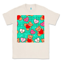 Natural valentines day teddy bears and cookies seamless pattern Classic Tee - BundleAndBundleShop