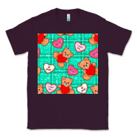Plum valentines day teddy bears and cookies seamless pattern Classic Tee - BundleAndBundleShop