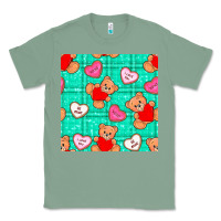 Sage valentines day teddy bears and cookies seamless pattern Classic Tee - BundleAndBundleShop