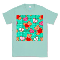 Seafoam valentines day teddy bears and cookies seamless pattern Classic Tee - BundleAndBundleShop