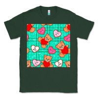 Sports Green valentines day teddy bears and cookies seamless pattern Classic Tee - BundleAndBundleShop