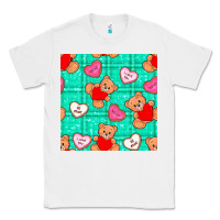 White valentines day teddy bears and cookies seamless pattern Classic Tee - BundleAndBundleShop