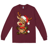 Burgundy baby christmas reindeer Long Sleeve Tee - AdoDesignShop