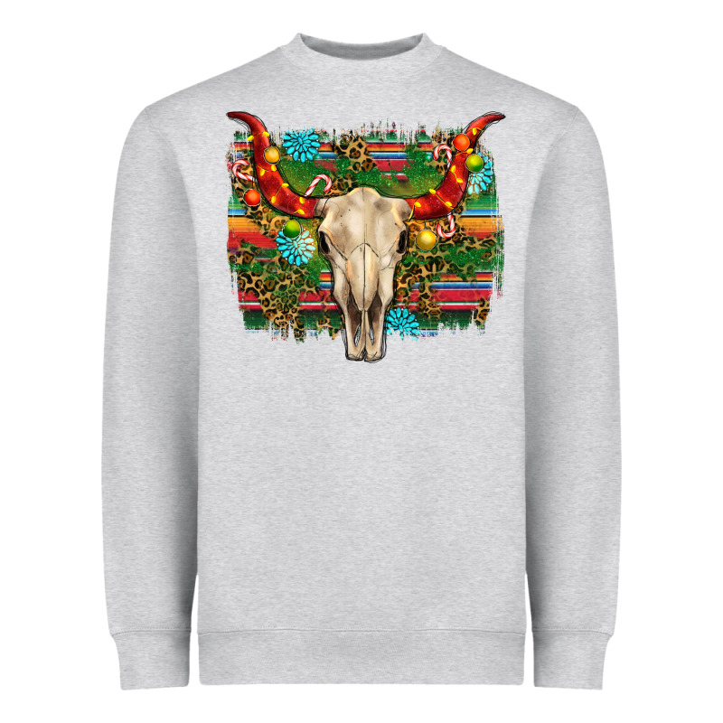 Western Christmas Bull Skull Heavyweight Sweatshirt by RanaPortraitStore | Teevron