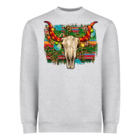 Heather Grey western christmas bull skull Heavyweight Sweatshirt - RanaPortraitStore