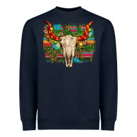 Navy western christmas bull skull Heavyweight Sweatshirt - RanaPortraitStore