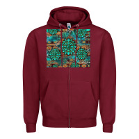 Burgundy gemstone turquoises aztec leopard cowhide Zipper Hoodie - Artiststas