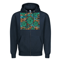 Navy gemstone turquoises aztec leopard cowhide Zipper Hoodie - Artiststas
