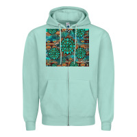 Seafoam gemstone turquoises aztec leopard cowhide Zipper Hoodie - Artiststas