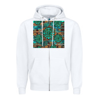 White gemstone turquoises aztec leopard cowhide Zipper Hoodie - Artiststas