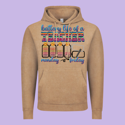 Battery Life Of A Teacher Vintage Hoodie Designed By Texasbilliewilder