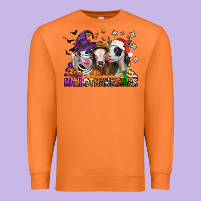 Happy Hallothanksmas Heifers Premium Sweatshirt Designed By Nancycooperartshop