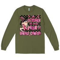 Army Green in october we wear pink for breast cancer Long Sleeve Tee - AdoDesignShop