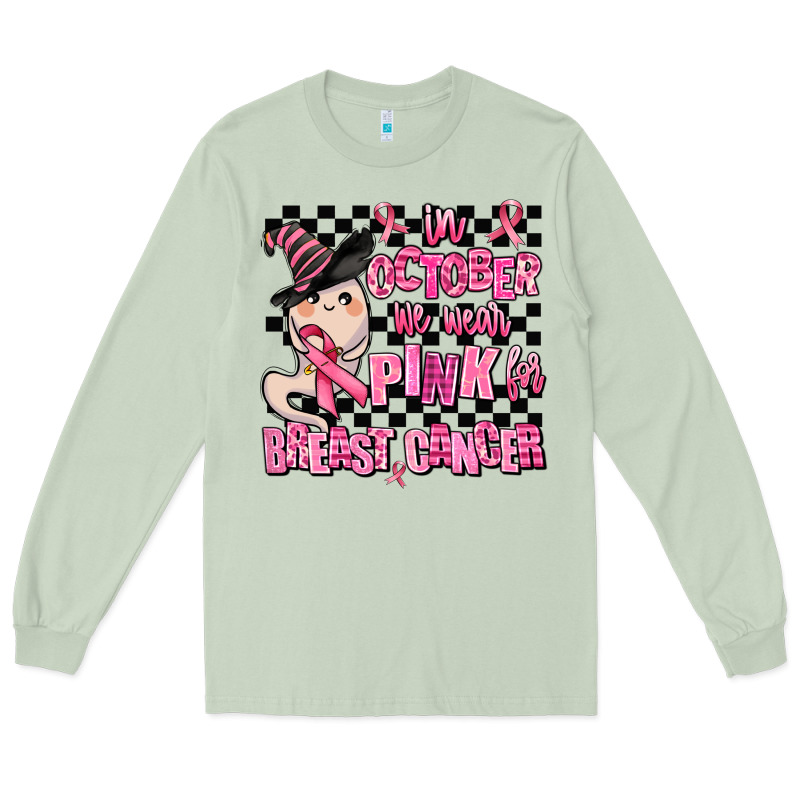 In October We Wear Pink For Breast Cancer Long Sleeve Tee by AdoDesignShop | Teevron