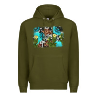 Army Green cactus gemstone background Premium Hoodie - AdoDesignShop