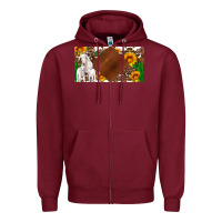 Burgundy baby goats and sunflower and cactus with cowhide license plate Zipper Hoodie - Artiststas
