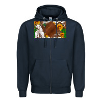Navy baby goats and sunflower and cactus with cowhide license plate Zipper Hoodie - Artiststas