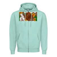 Baby Goats And Sunflower And Cactus With Cowhide License Plate Zipper Hoodie | Teevron
