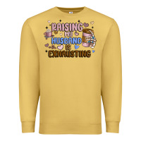 Antique Gold raising my husband is exhausting Premium Sweatshirt - MaliasSmallBusiness