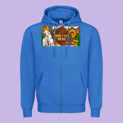 (preview)baby Goats And Sunflower And Cactus With Cowhide License Plat Zipper Hoodie Designed By Artiststas
