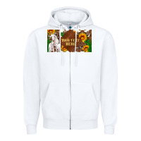 White (preview)baby goats and sunflower and cactus with cowhide license plat Zipper Hoodie - Artiststas