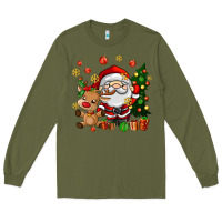Santa And Reindeer Long Sleeve Tee | Teevron