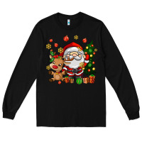 Black santa and reindeer Long Sleeve Tee - AdoDesignShop