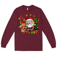 Burgundy santa and reindeer Long Sleeve Tee - AdoDesignShop