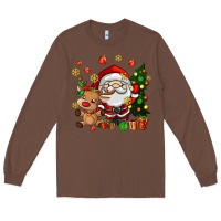Chestnut santa and reindeer Long Sleeve Tee - AdoDesignShop