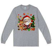 Heather Grey santa and reindeer Long Sleeve Tee - AdoDesignShop