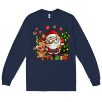 Navy santa and reindeer Long Sleeve Tee - AdoDesignShop