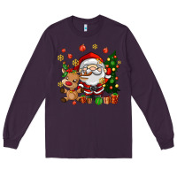 Plum santa and reindeer Long Sleeve Tee - AdoDesignShop