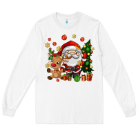 White santa and reindeer Long Sleeve Tee - AdoDesignShop
