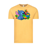 Vintage Mustard autism stitch heart Vintage Tee - Zillion Design Studio